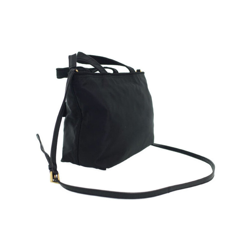 Prada Bag Tote Handbag Black Logo Ribbon Bow